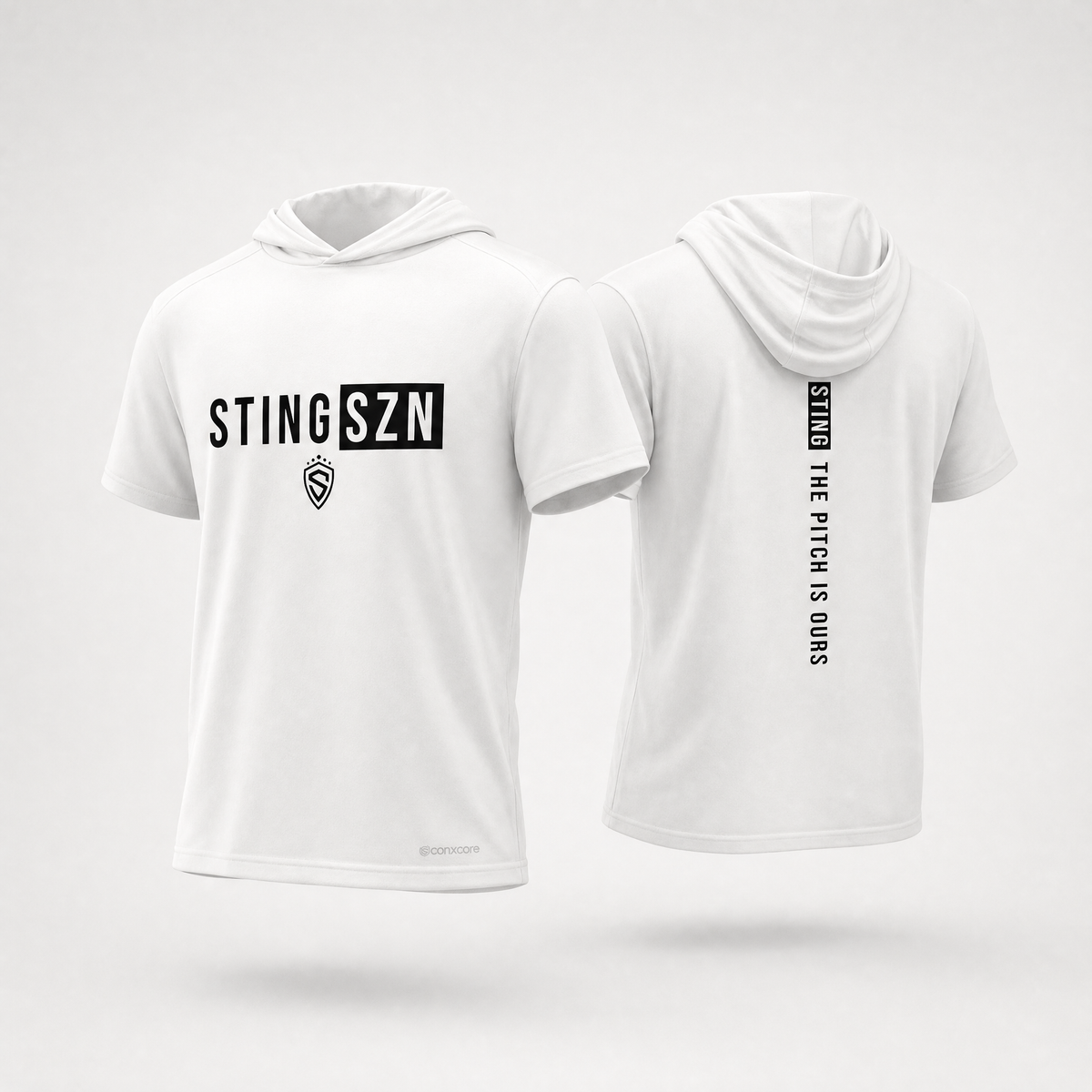 Sting SZN | Pitch Is Ours Coolcore Hoodie | White – back view