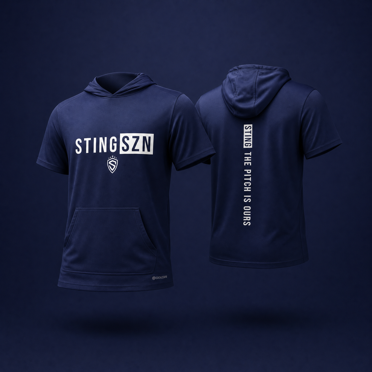 Sting SZN | Youth Pitch Is Ours Coolcore Hoodie – White, back view