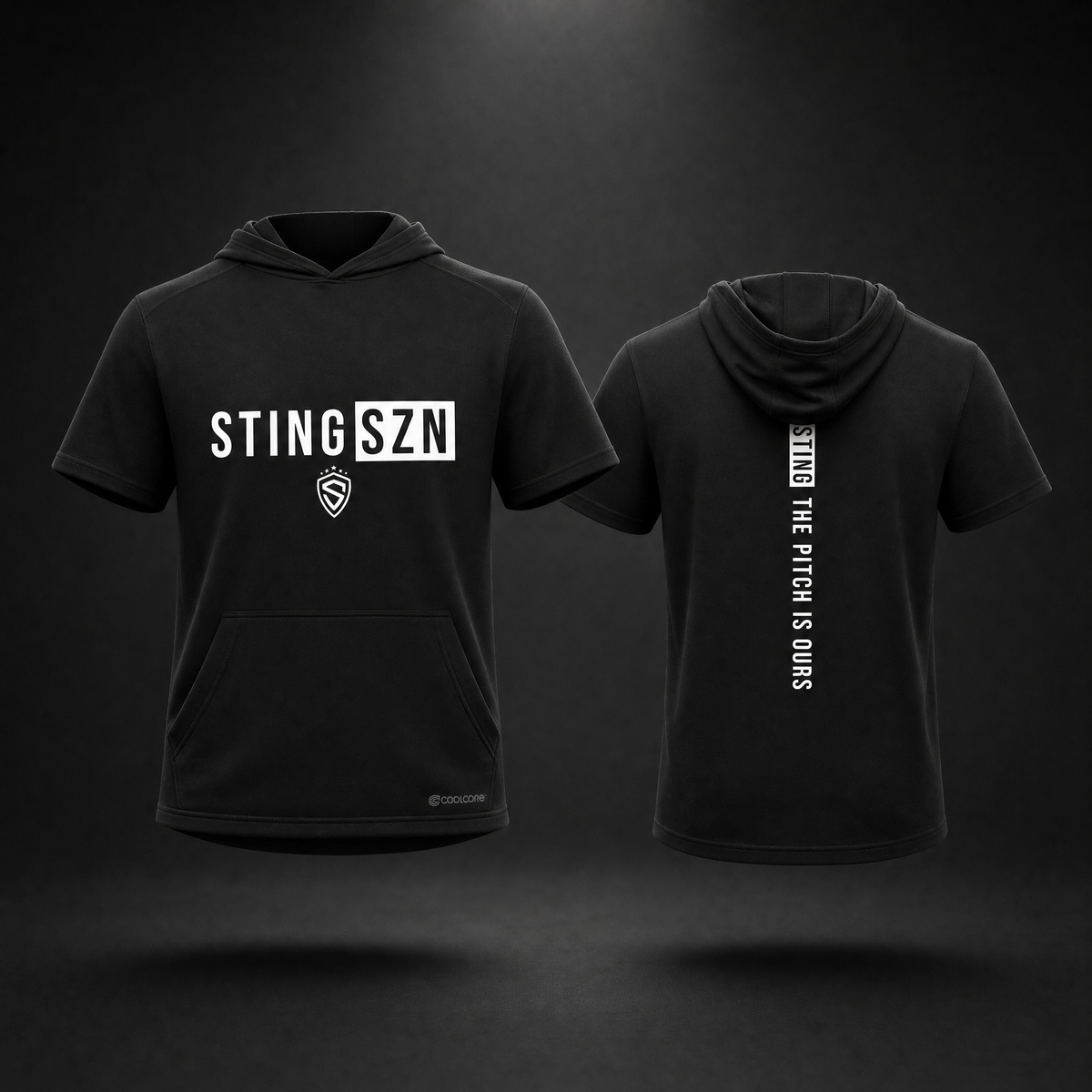 Sting SZN | Youth Pitch Is Ours Coolcore Hoodie – White, back view